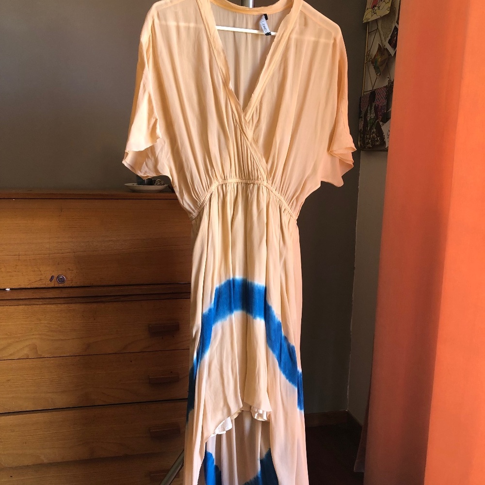 Gypsy High/Low Blush Dress with Blue accent